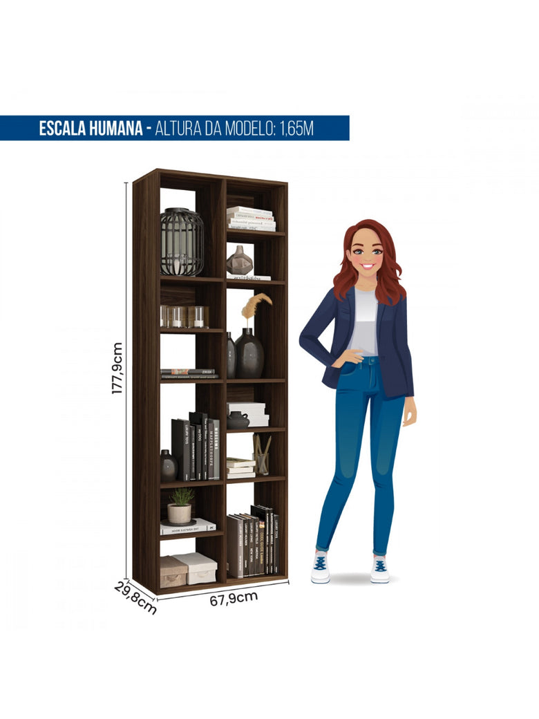 Estante Livreiro Multiuso 12 Nichos Side Caemmun