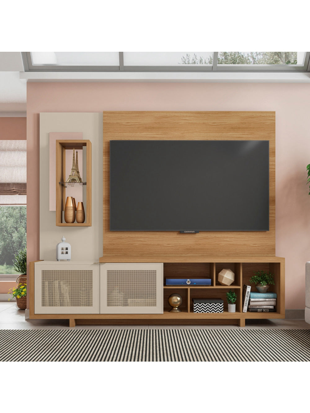 Estante Home Para TV até 65 Polegadas 2 Portas Linus Caemmun - Buriti com Off White