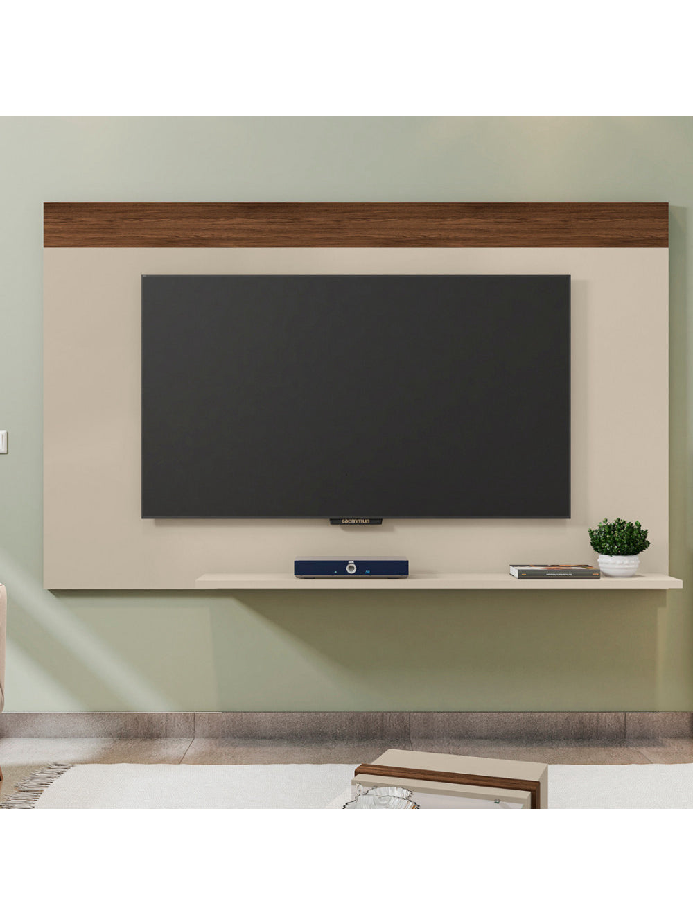Painel Para TV Até 75 Polegadas 1 Prateleira Malha Caemmun - Off White/Havana