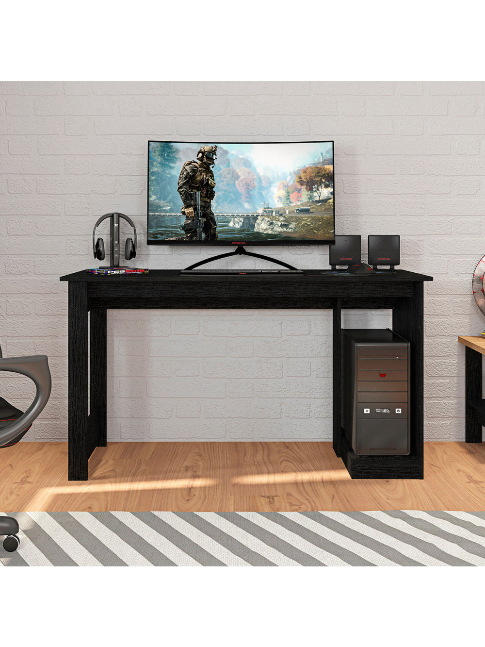 Mesa Gamer Para Computador Escrivaninha Caemmun - Preto