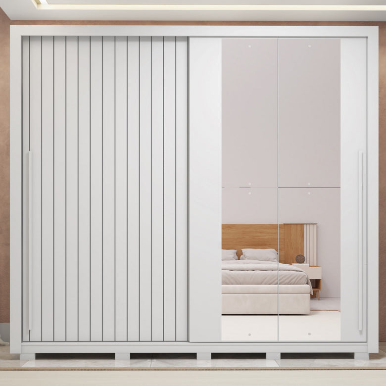 Guarda Roupa Casal 2 Portas 4 Gavetas com Espelho Romanus Double Lux Caemmun