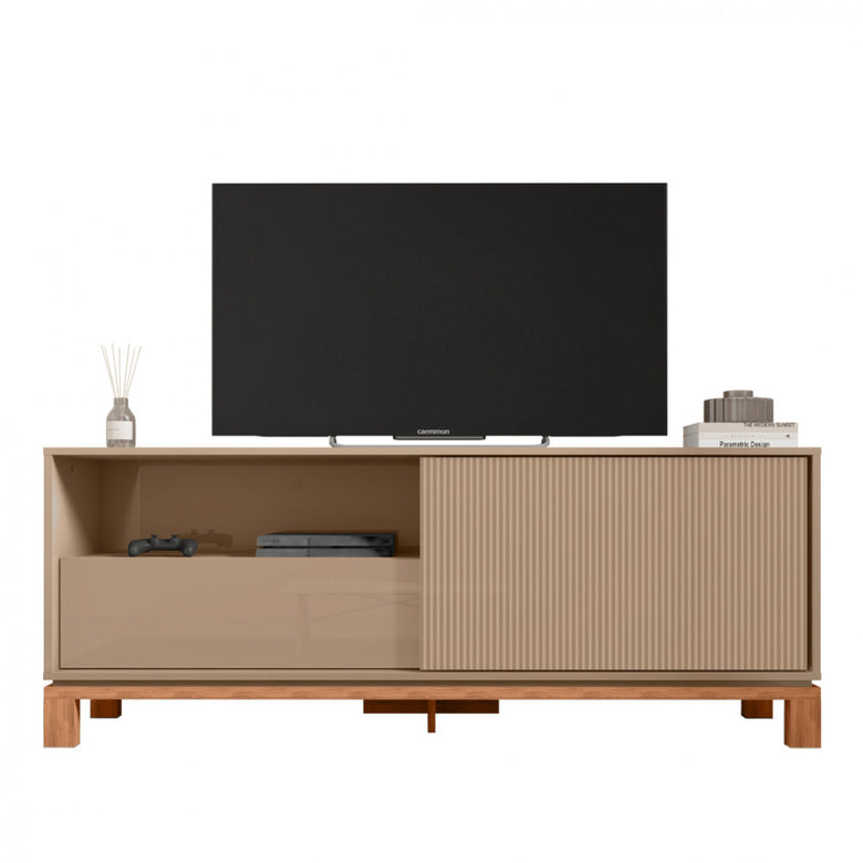 Rack para Tv até 55 Polegadas Porta com Textura Microrripada Pés Cavalete Mondrian 1.5