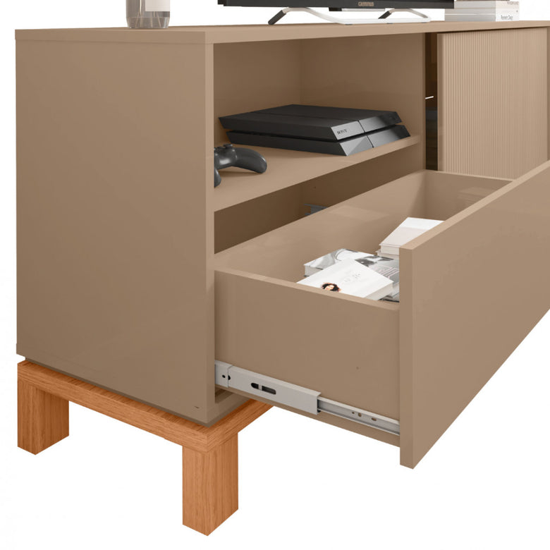 Rack para Tv até 55 Polegadas Porta com Textura Microrripada Pés Cavalete Mondrian 1.5