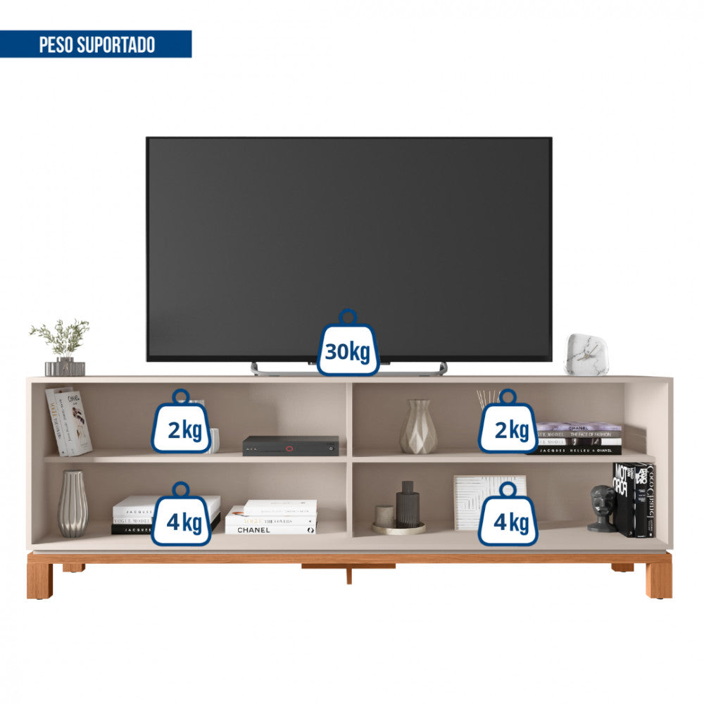 Rack para Tv até 65 Polegadas Portas com Textura Microrripada Pés Cavalete Mondrian 1.8