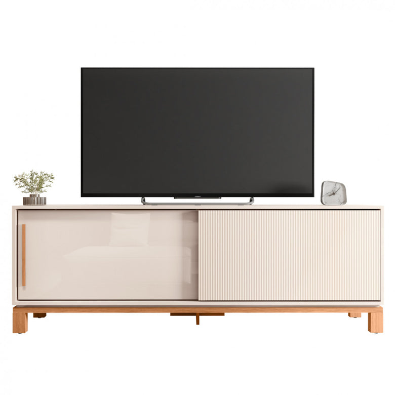 Rack para Tv até 65 Polegadas Portas com Textura Microrripada Pés Cavalete Mondrian 1.8