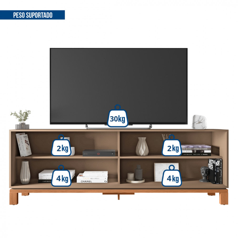 Rack para Tv até 65 Polegadas Portas com Textura Microrripada Pés Cavalete Mondrian 1.8