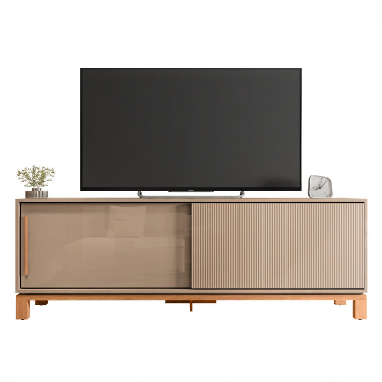 Rack para Tv até 65 Polegadas Portas com Textura Microrripada Pés Cavalete Mondrian 1.8