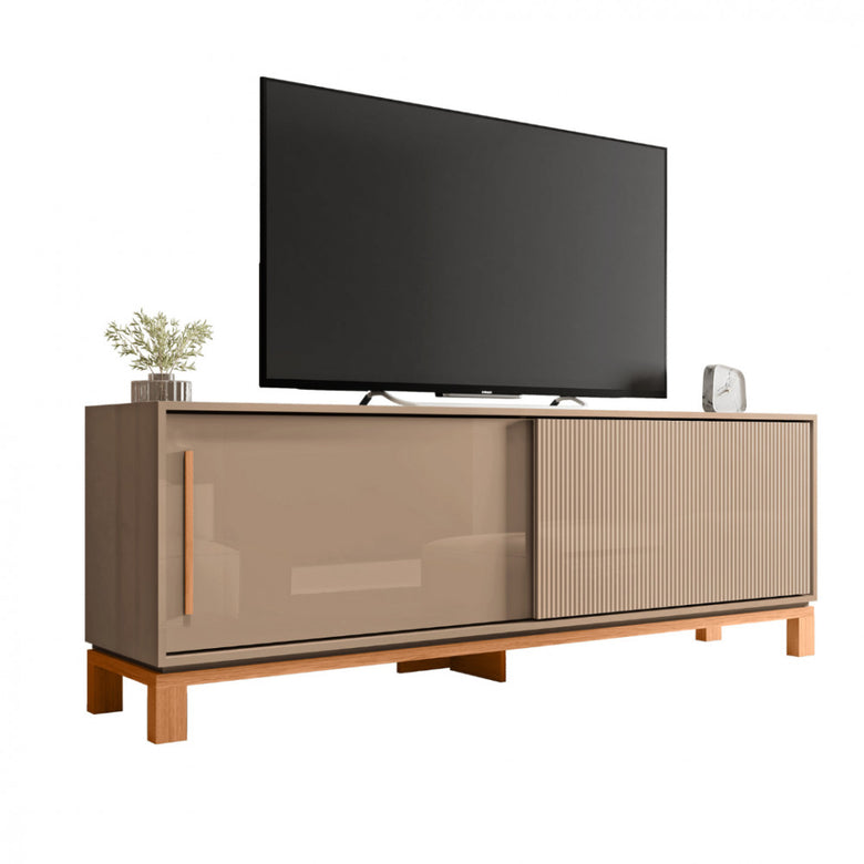 Rack para Tv até 65 Polegadas Portas com Textura Microrripada Pés Cavalete Mondrian 1.8