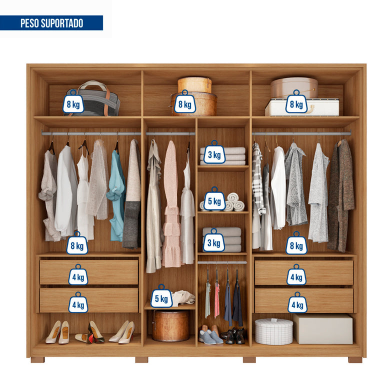 Guarda Roupa Casal Apollo 6 Portas 4 Gavetas Caemmun
