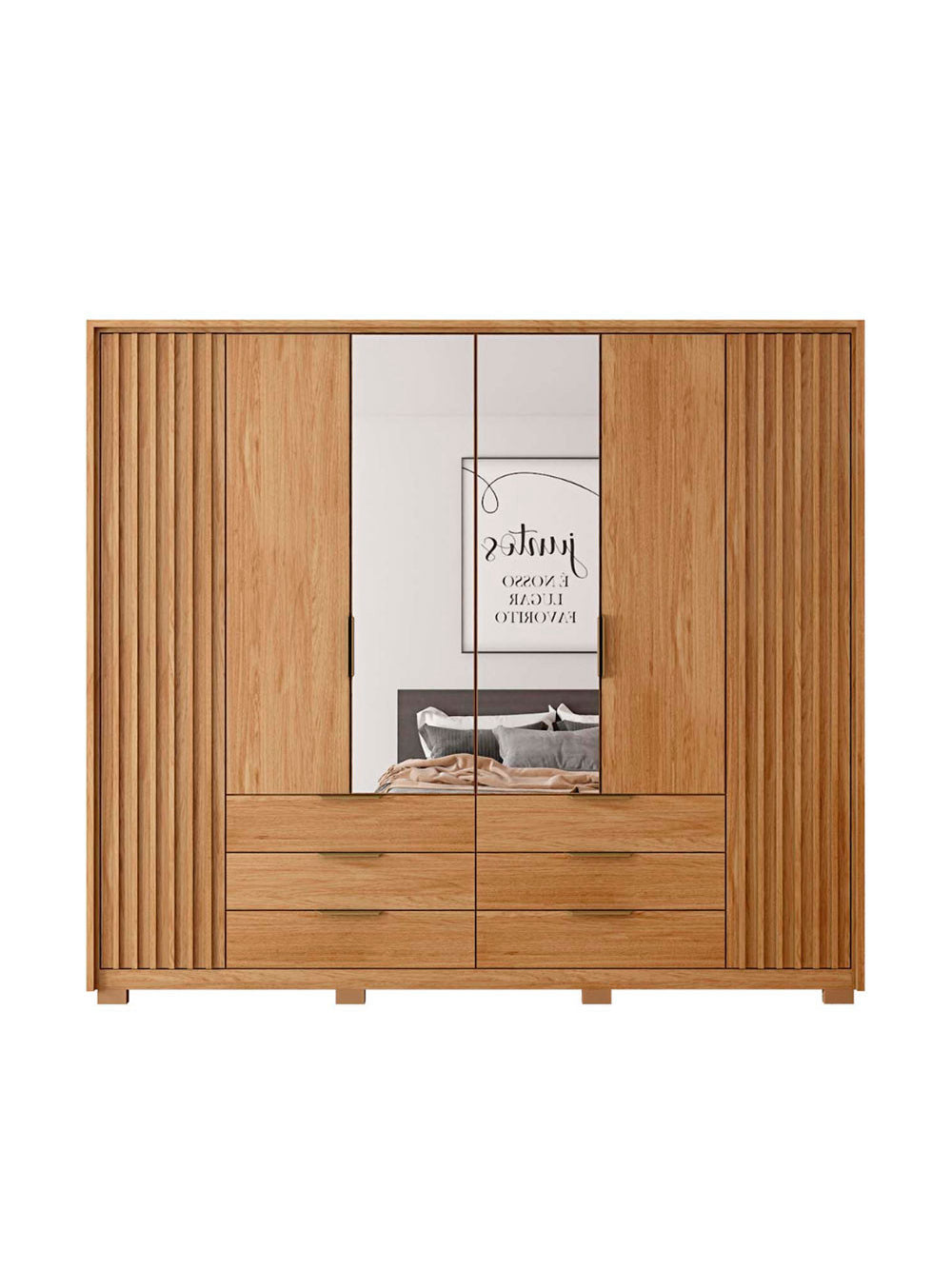 Guarda Roupa Casal Maximus Lux com Espelhos 6 Portas 6 Gavetas Caemmun - Buriti