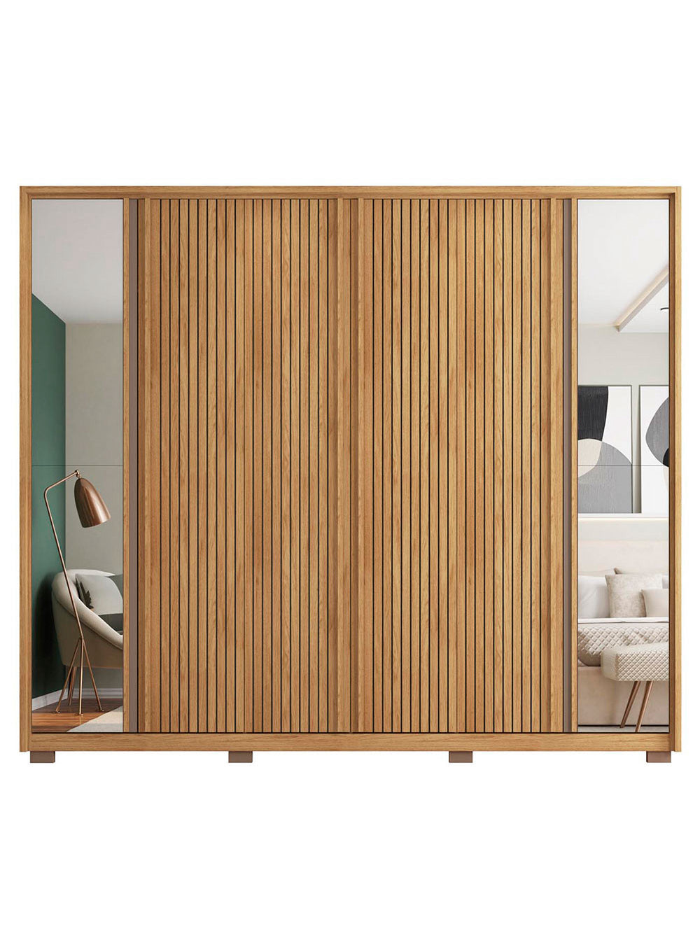 Guarda Roupa Proximus Lux com Espelhos 6 Portas com 4 Gavetas Caemmun - Buriti / fendi