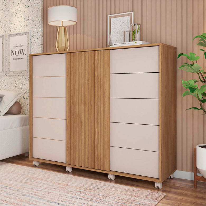 Cômoda Espaçosa Pegasus 2 Portas 5 Gavetas 3 Prateleiras Caemmun