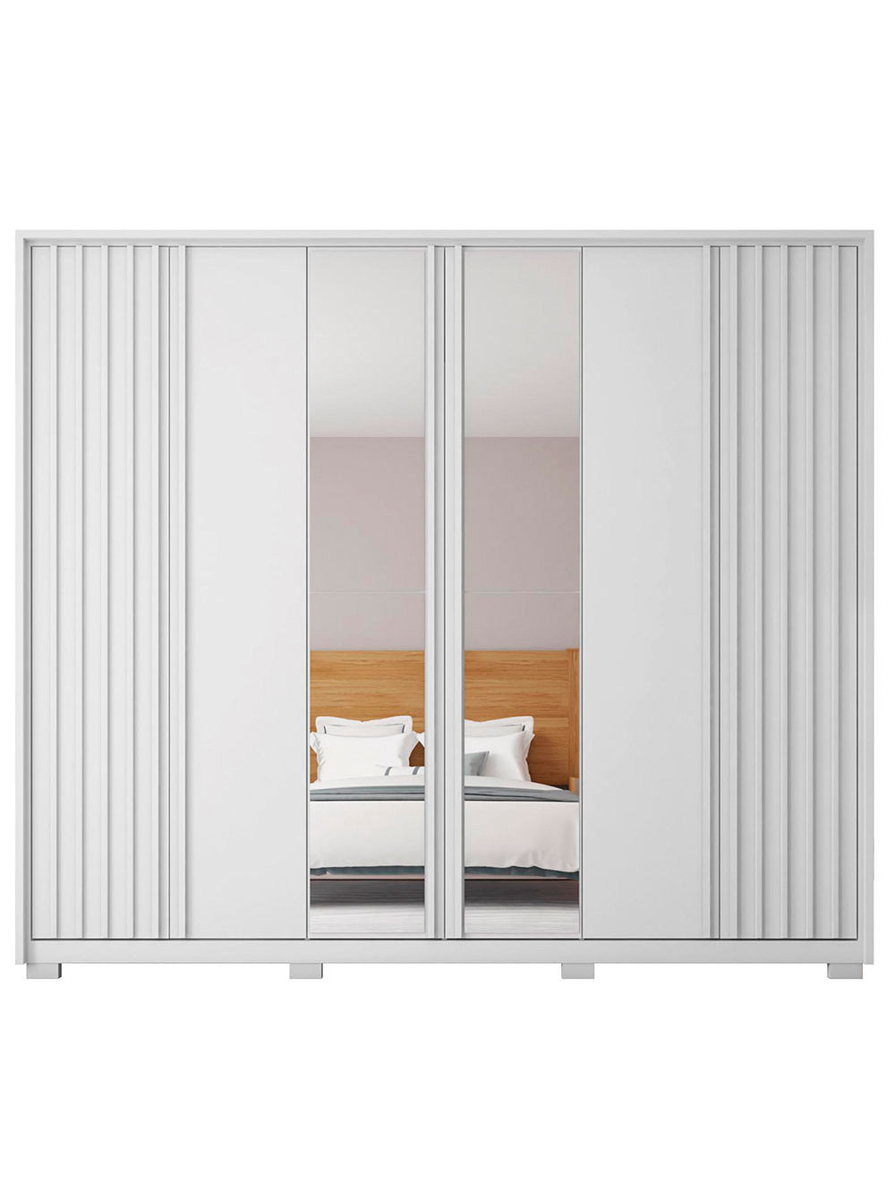 Guarda Roupa Casal Apollo Lux com Espelhos 6 Portas 4 Gavetas Caemmun - Branco Fosco