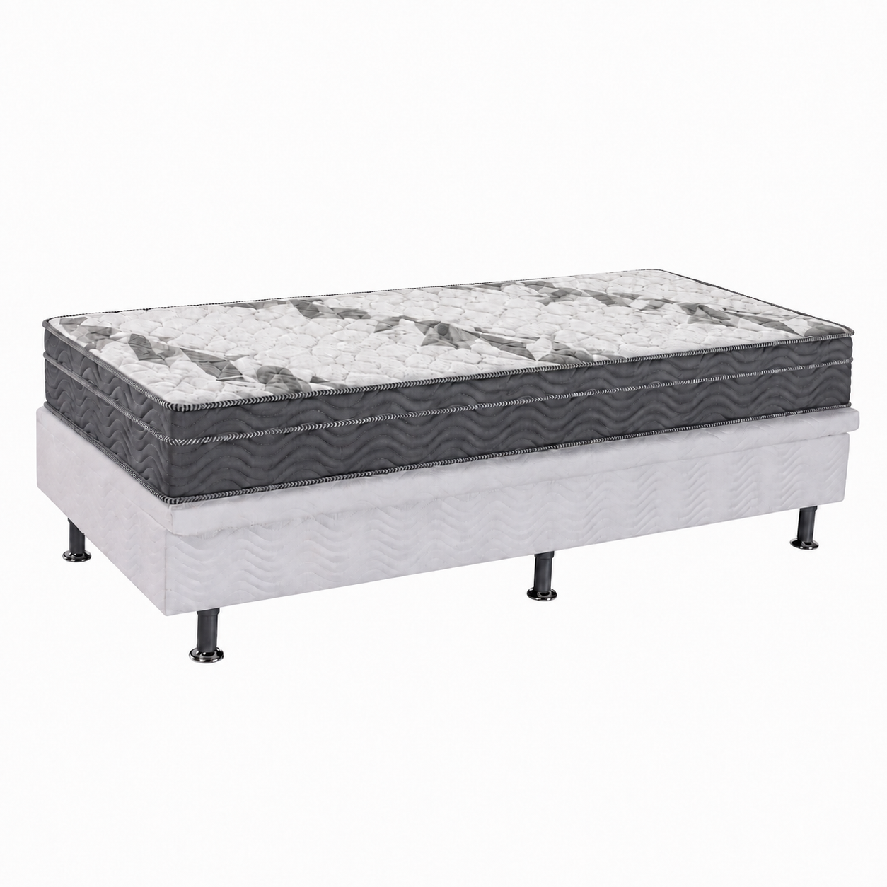Conjunto Solteiro D33 Com Base Baú Ortobom - BRANCO/CINZA