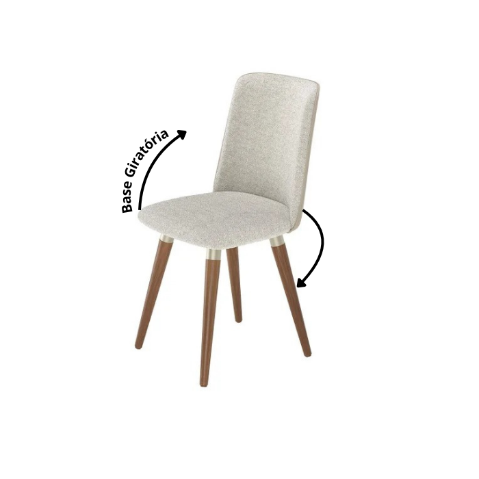 Kit 2 Cadeiras Giratórias Dakota M2 Província Estofadas com Base Giratória - NATURAL / CHAMPANHE / BOUCLE 04 / CARAMEL