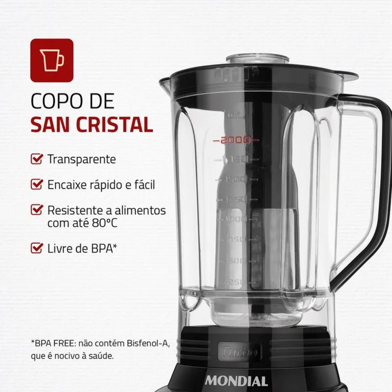 Liquidificador Mondial L-1100-BI 12 Velocidades 1100W