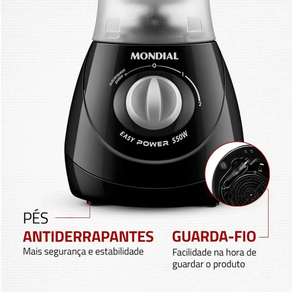 Liquidificador Mondial Easy Power L-550 2 Velocidades 550W - PRETO