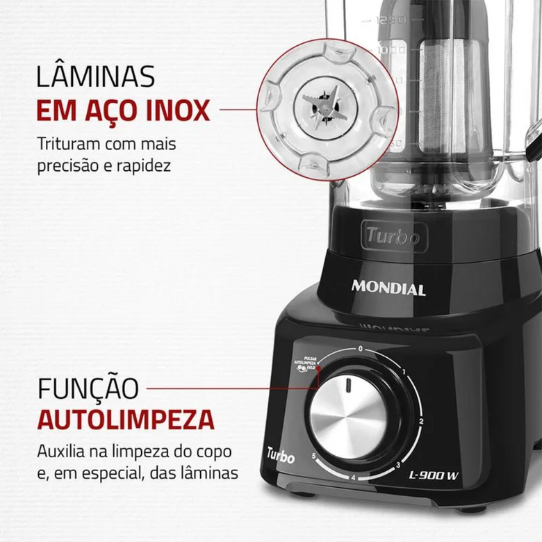 Liquidificador Mondial L-900-FB 5 Velocidades 900W