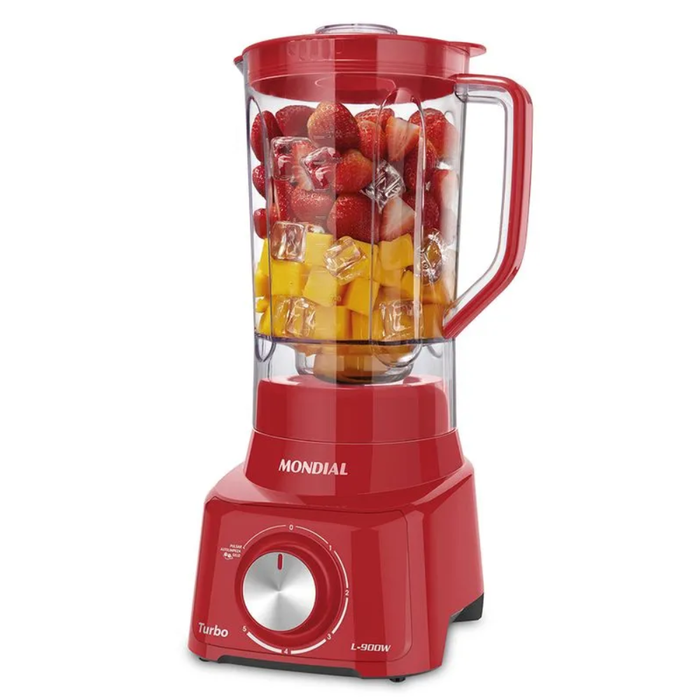 Liquidificador Mondial Turbo L-900 FR Copo Com Filtro 05 Velocidades 900W - VERM