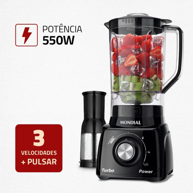 Liquidificador Mondial Turbo Power L-99-FB 3 Velocidades 550W