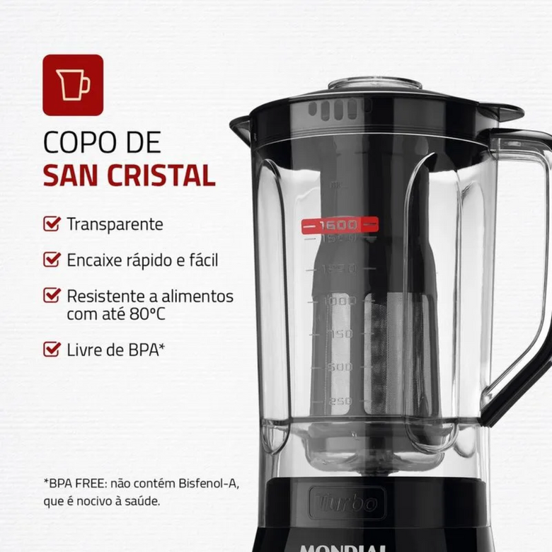 Liquidificador Mondial Turbo Power L-99-FB 3 Velocidades 550W