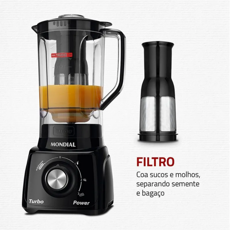 Liquidificador Mondial Turbo Power L-99-FB 3 Velocidades 550W