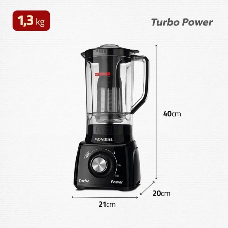 Liquidificador Mondial Turbo Power L-99-FB 3 Velocidades 550W