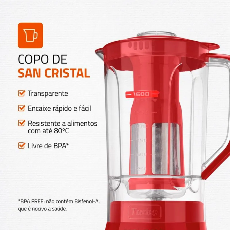 Liquidificador Mondial Turbo Power L-99-FR 3 Velocidades 550W