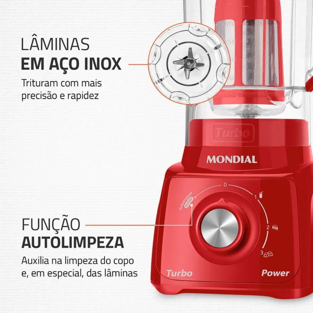 Liquidificador Mondial Turbo Power L-99-FR 3 Velocidades 550W