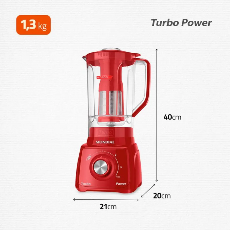 Liquidificador Mondial Turbo Power L-99-FR 3 Velocidades 550W