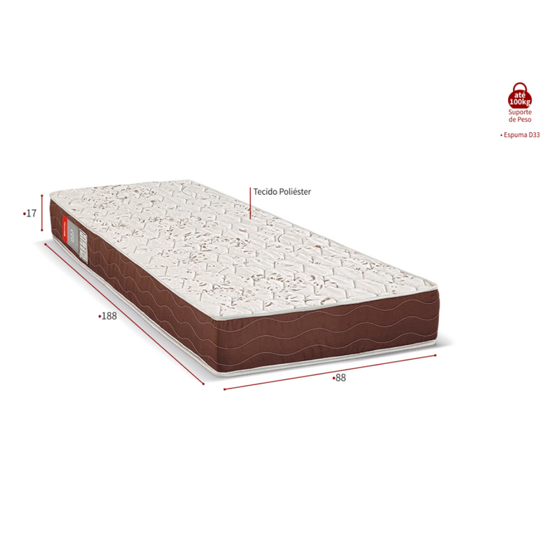 COLCHAO MAX SAUDE D33 88X188X17 MARROM RECONFLEX