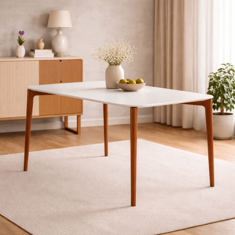 Mesa de Jantar Donatella 135cm Retangular com Vidro Província para 4 Lugares