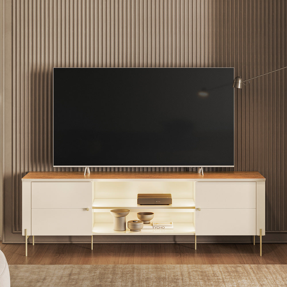 Rack para Tv até 75" Brasília  2 Portas  Mobler - OFF WHITE/CANELA