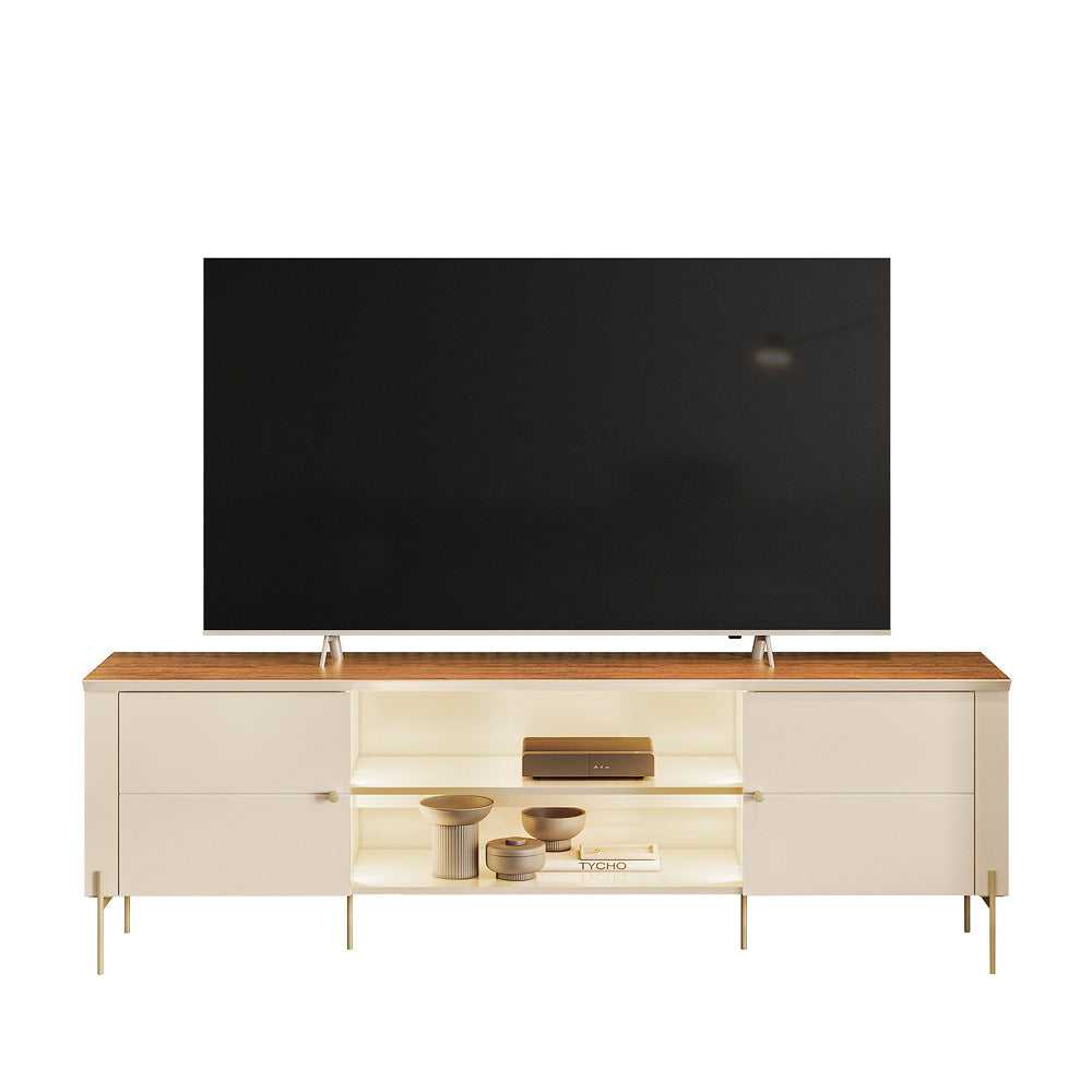 Rack para Tv até 75" Brasília  2 Portas  Mobler - OFF WHITE/CANELA