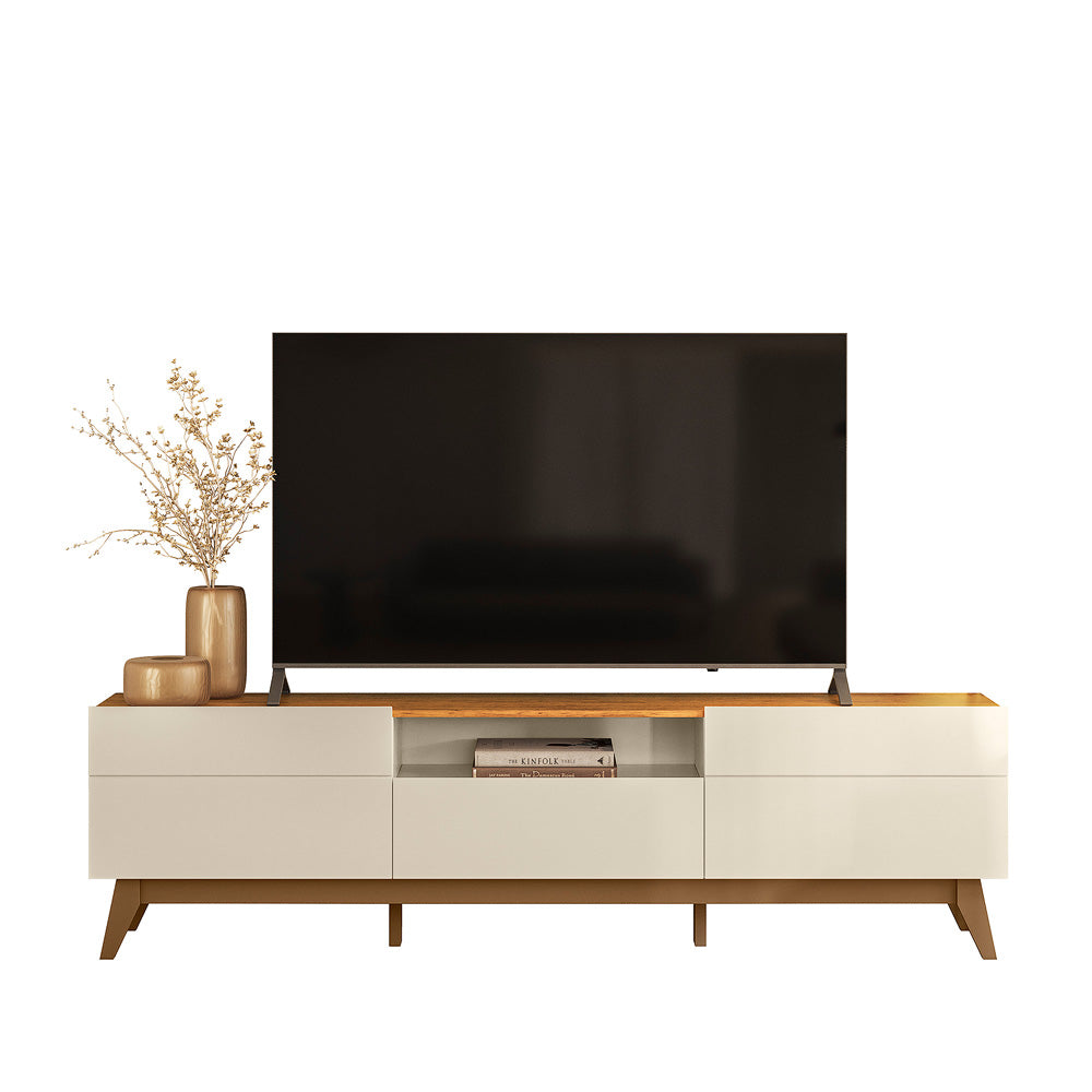 Rack para Tv de até 75 Polegadas Diadema 2 Portas 1 Gaveta com Nichos Mobler - OFF WHITE/CANELA