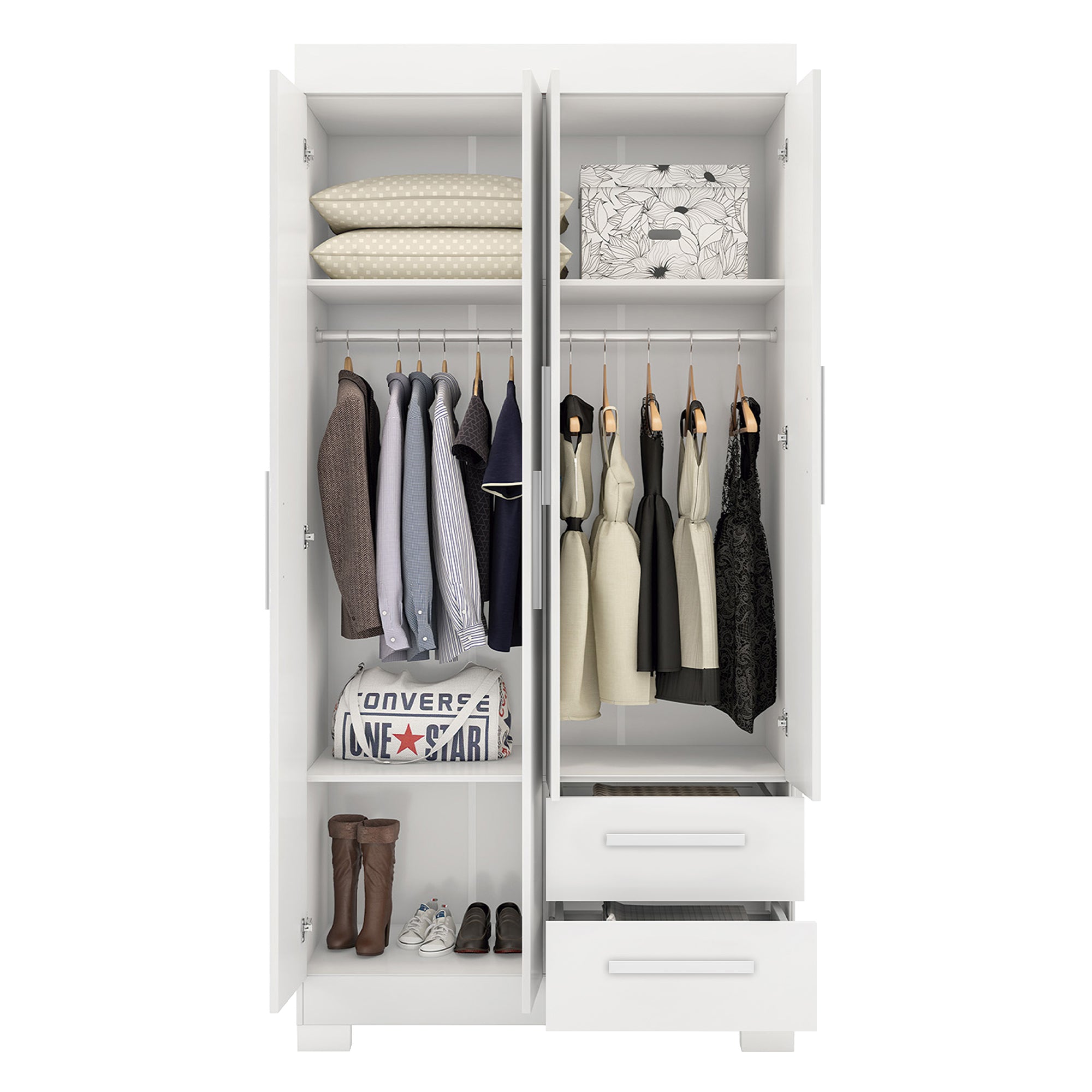 Guarda-Roupa Solteiro 4 Portas 2 Gavetas Nt6010 Notável Móveis