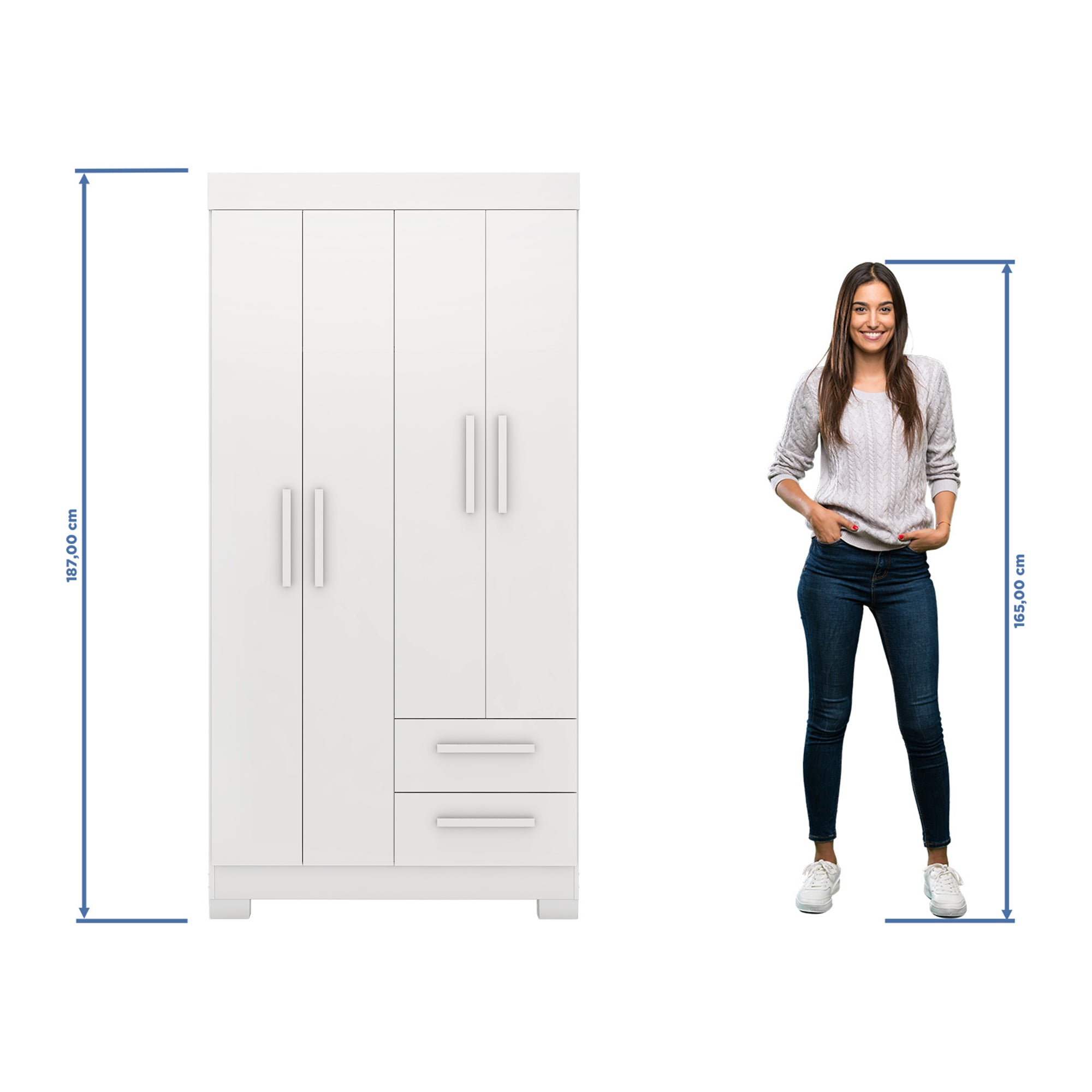 Guarda-Roupa Solteiro 4 Portas 2 Gavetas Nt6010 Notável Móveis