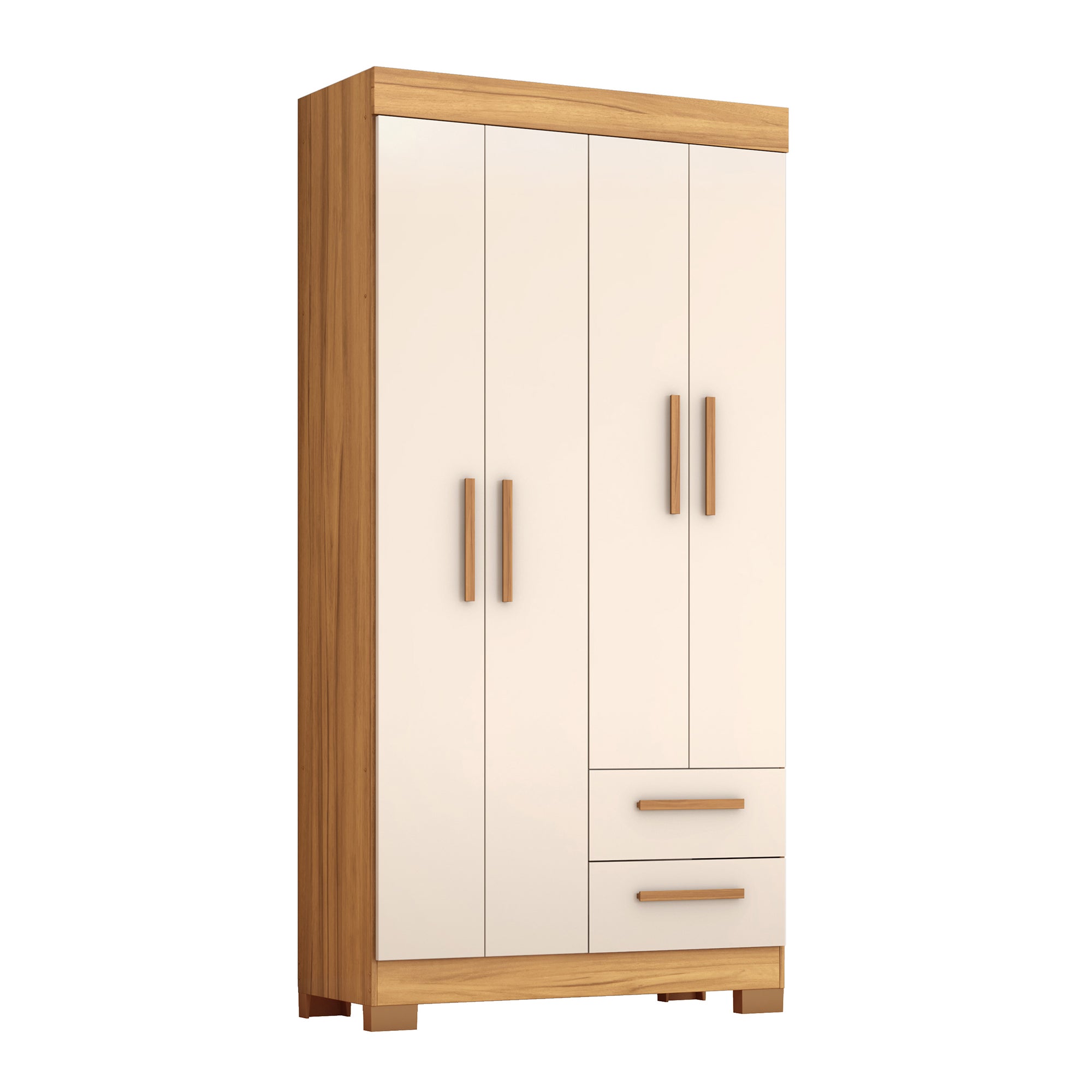 Guarda-Roupa Solteiro 4 Portas 2 Gavetas Nt6010 Notável Móveis - FREIJO/ OFF WHITE