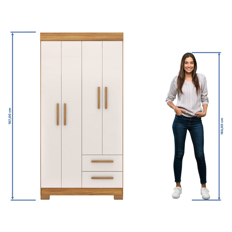Guarda-Roupa Solteiro 4 Portas 2 Gavetas Nt6010 Notável Móveis