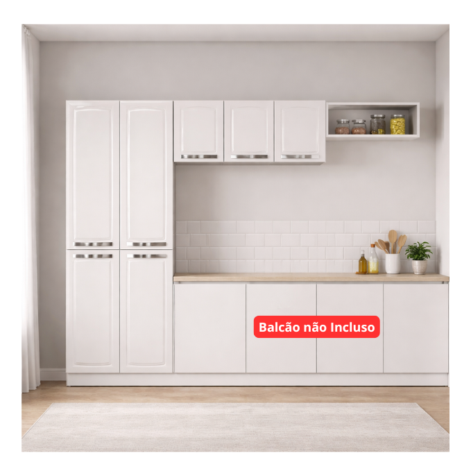 Cozinha 3 Peças 7 Portas Itatiaia Rose com Prateleiras - BCO