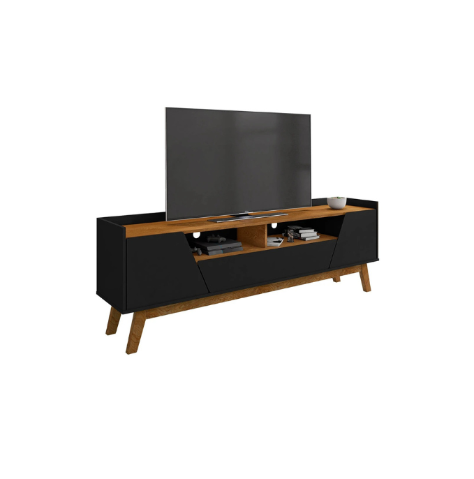 Rack para TV até 65 Polegadas Florença Bechara - PTO FOSCO/NATURELE