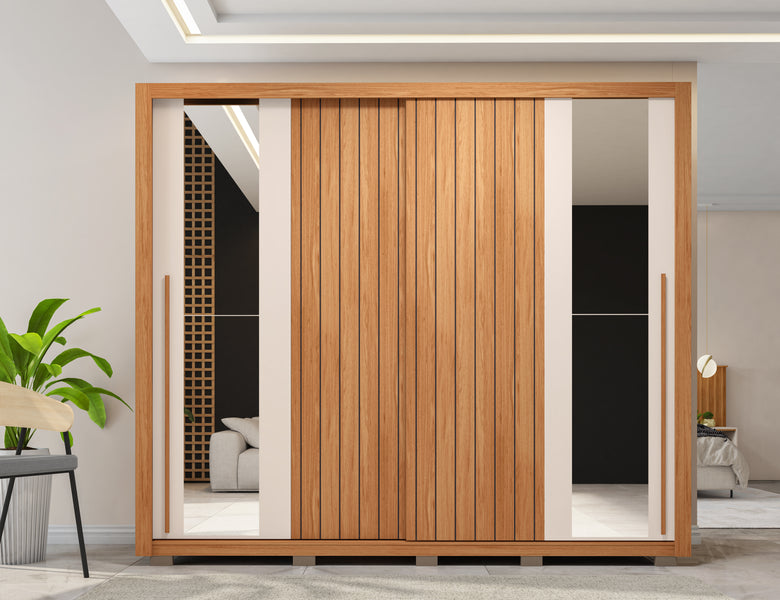 Guarda Roupa Casal 2 Portas de Correr com Espelho e 4 Gavetas 2.4 Flex Moviment Caemmun