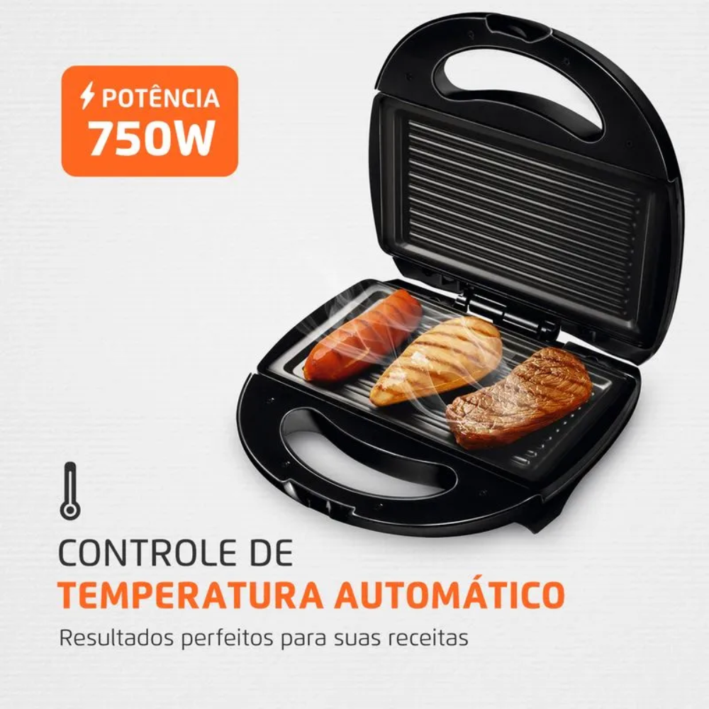 Sanduicheira/Grill Mondial Ultra S-13 750W - PRETO