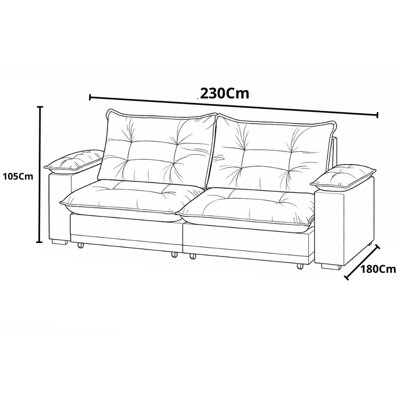 Sofá Retrátil e Reclinável Paris 2,30m Fatto