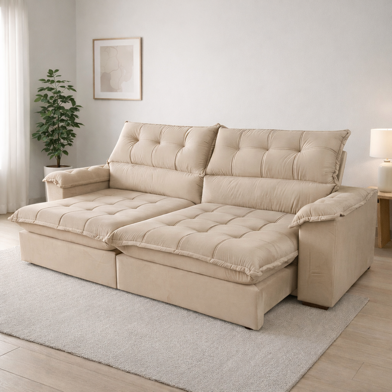 Sofá Retrátil e Reclinável Paris 2,30m Fatto