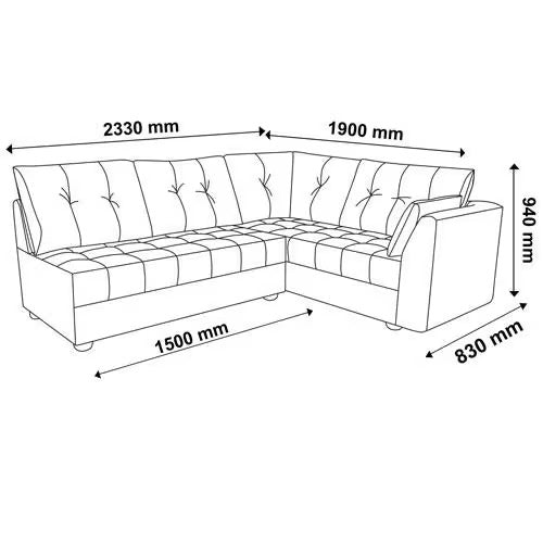 Sofá de Canto 5 Lugares Divano Bacetto