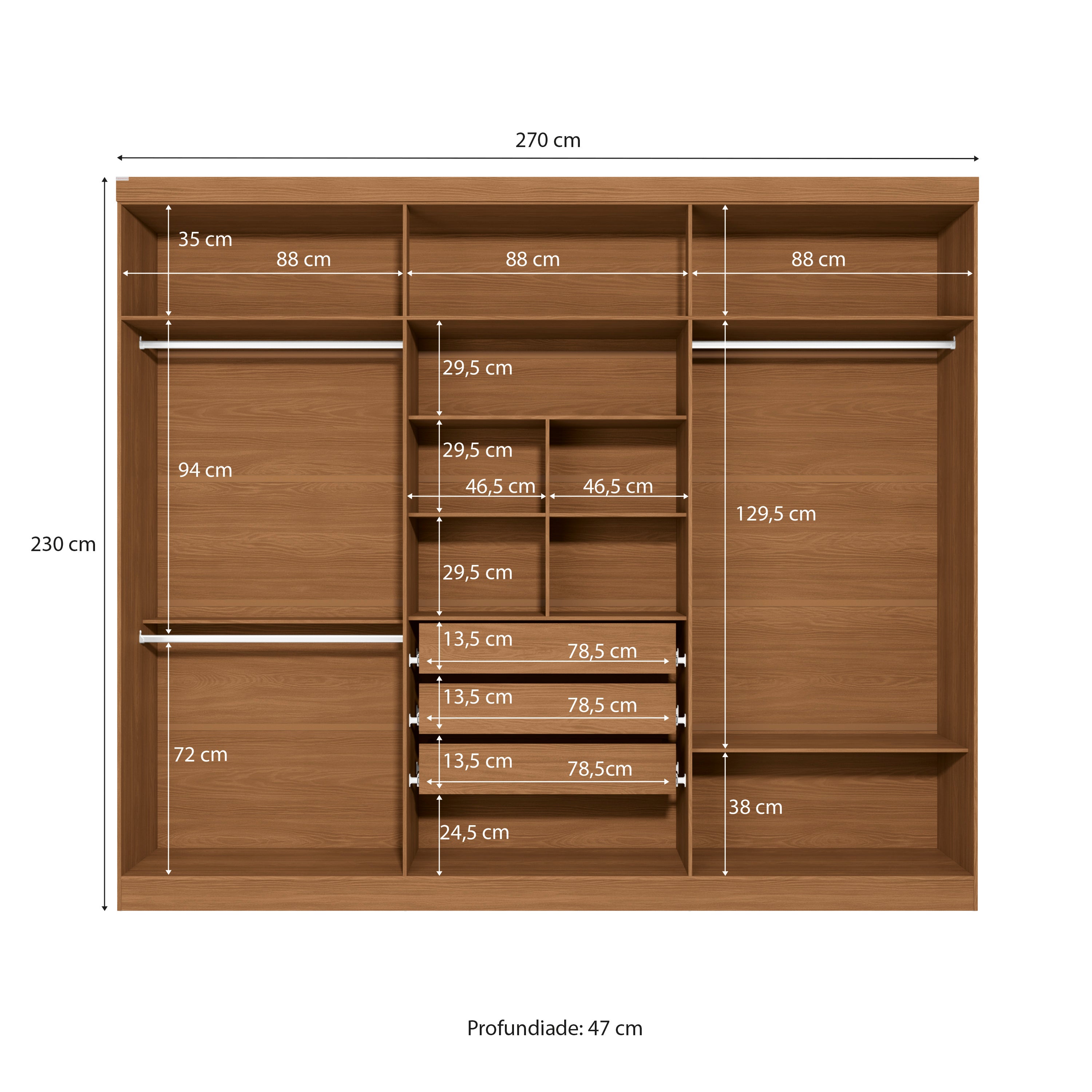 Guarda-Roupa Casal 6 Portas e 3 Gavetas T580 Kappesberg