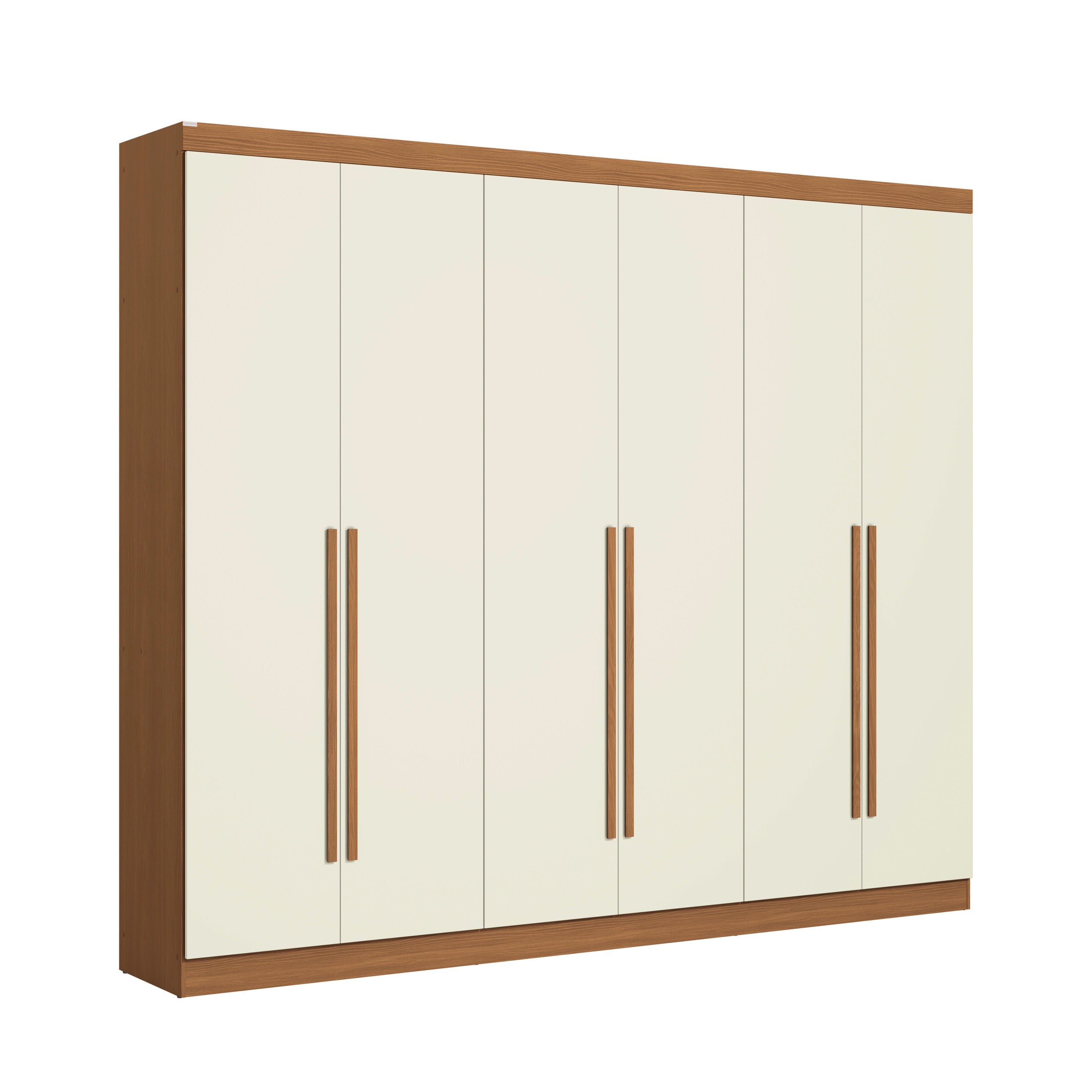 Guarda-Roupa Casal 6 Portas e 3 Gavetas T580 Kappesberg - CANELA /OFF WHITE