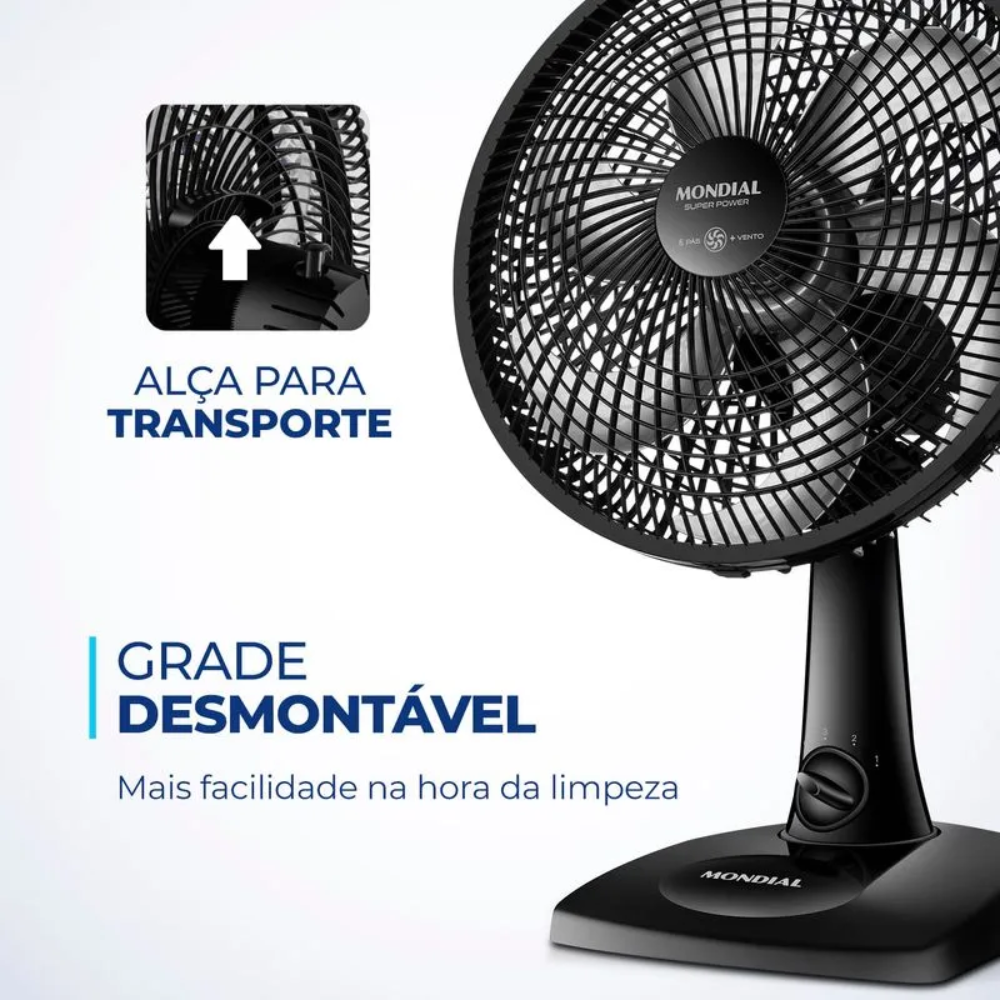 Ventilador de Mesa Mondial VSP-30-B 30cm 6 Pás