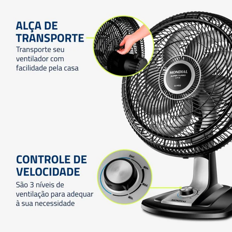 Ventilador de Mesa Mondial VTX-40 40cm 8 Pás
